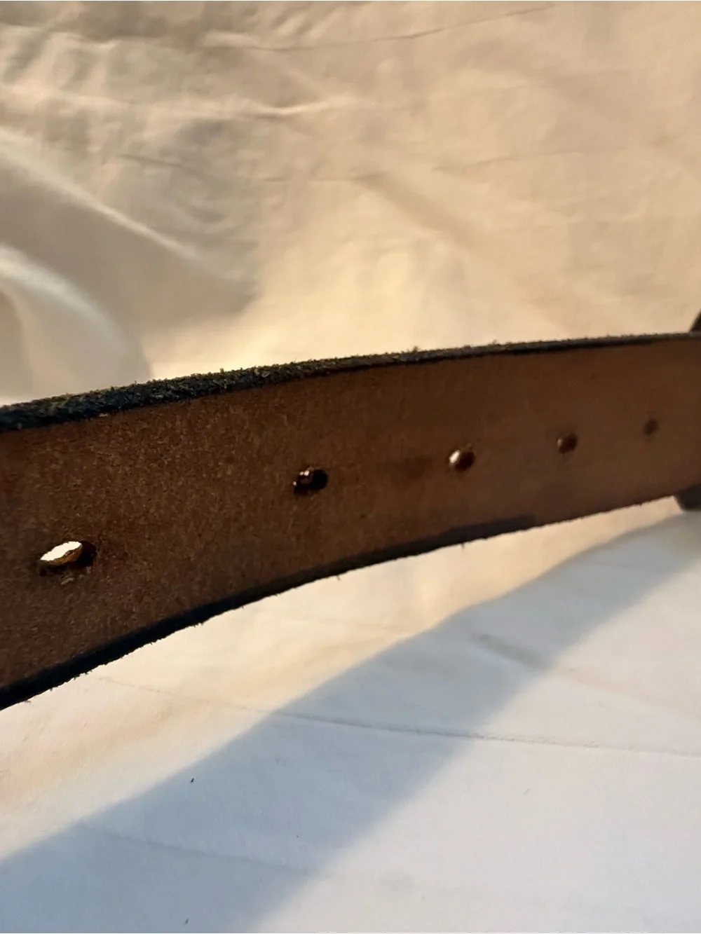 Leather Tooled Brown Men's Belt with Antiqued Brass Buckle